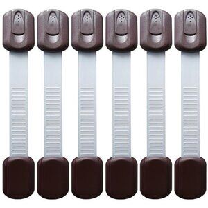 Baby Safety Locks | 3M Adhesive with Adjustable Strap (6-Pack, Brown)